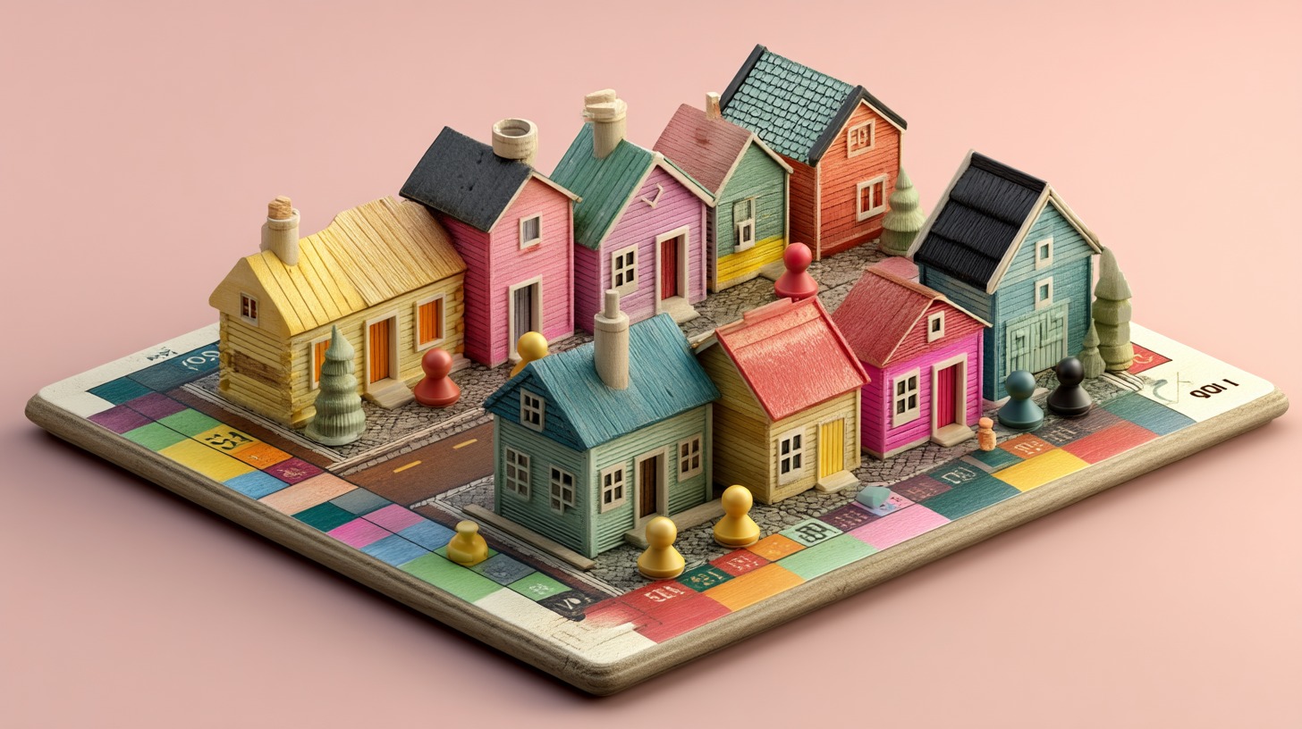 Board game with small house